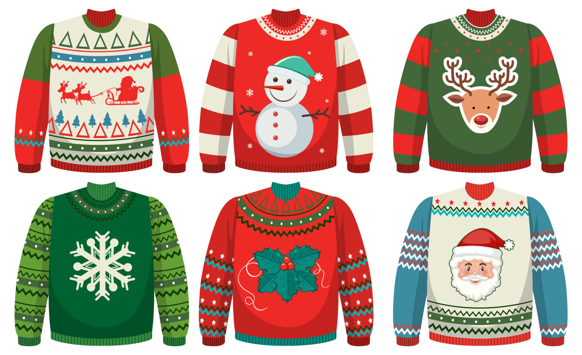 Set of ugly Christmas sweater illustration